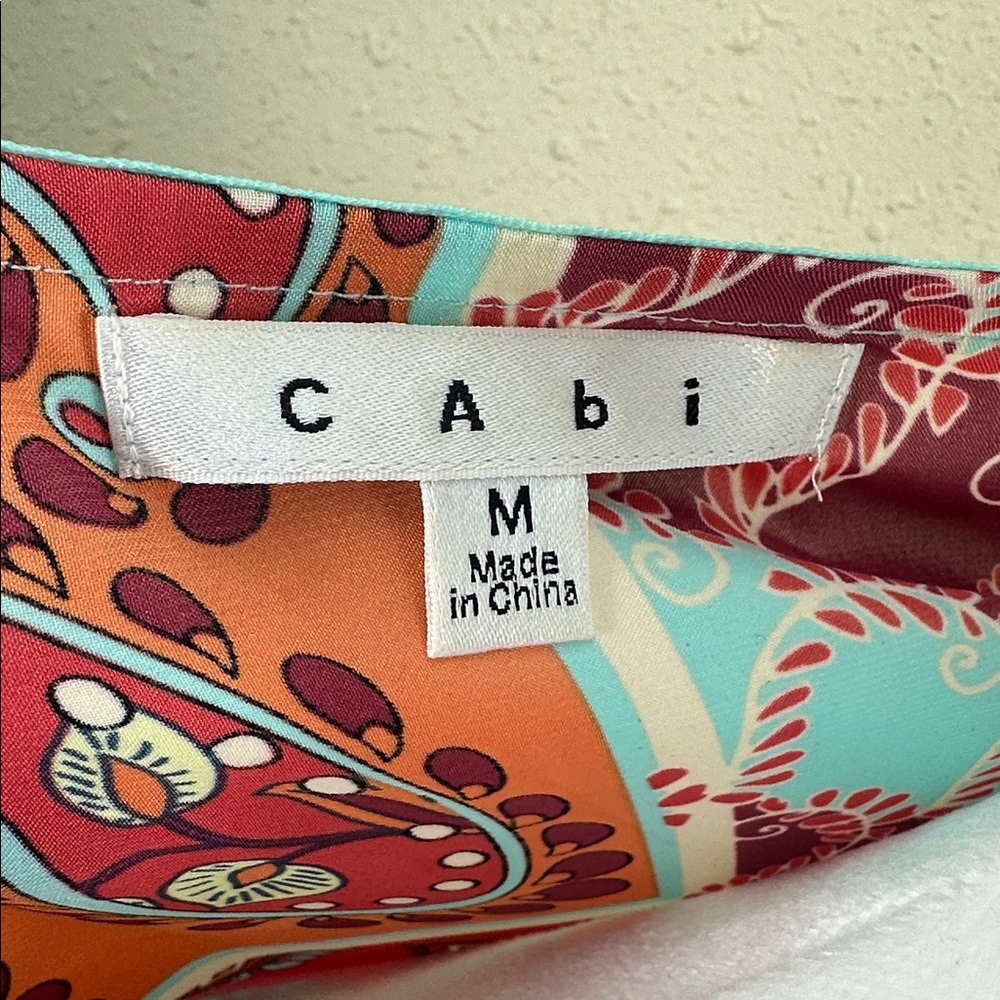 CAbi patchwork tie-front kimono or tunic, Style 914 parsley floral print size M - Picture 8 of 8